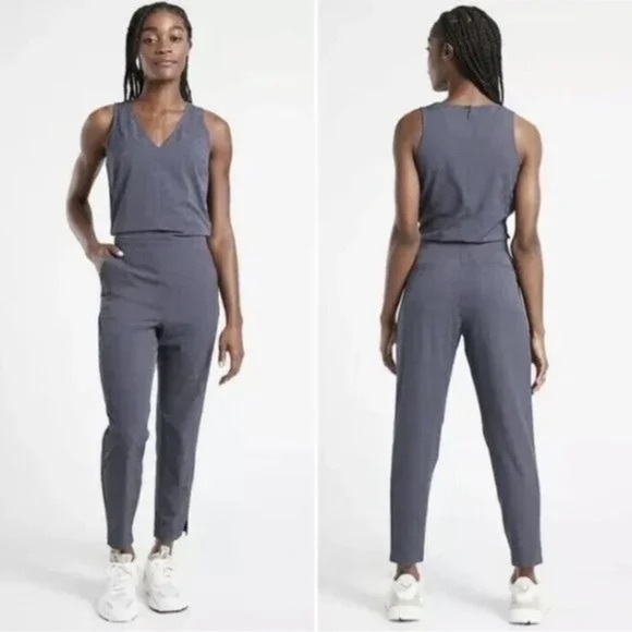 Athleta Brooklyn Textured Jumpsuit- Medieval Violet Leopard- Size 2 - Picture 3 of 8